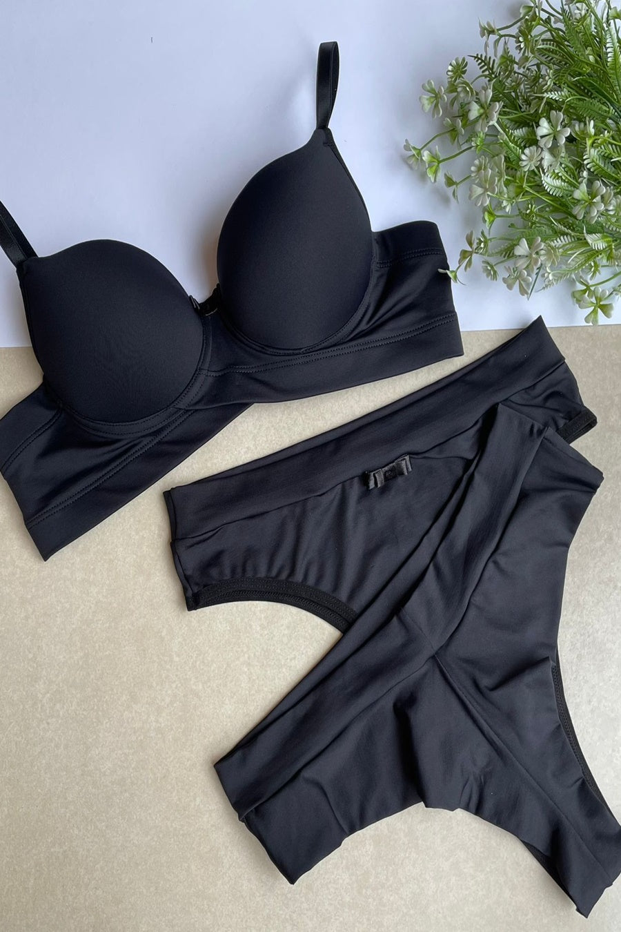 Basic Set with Padding and Underwire in Microfiber Includes 2 Panties | Ref: 100